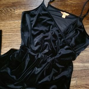 Black Velvet Cropped Jumpsuit